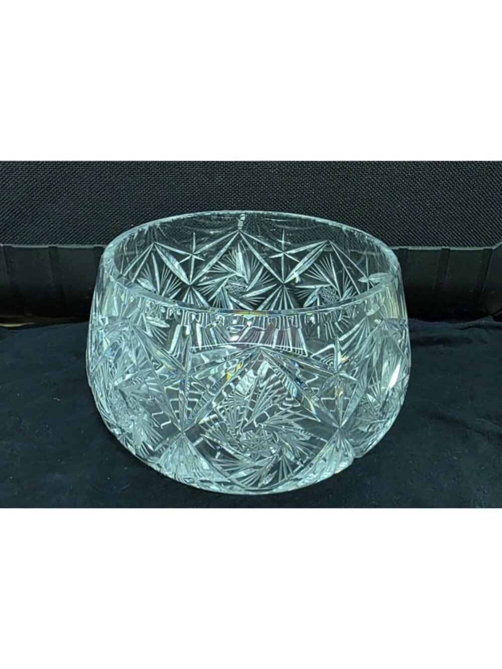 Vintage MCM Heavy Crystal Bowl Pinwheel Star Decorative Centerpiece Fruit Bowl